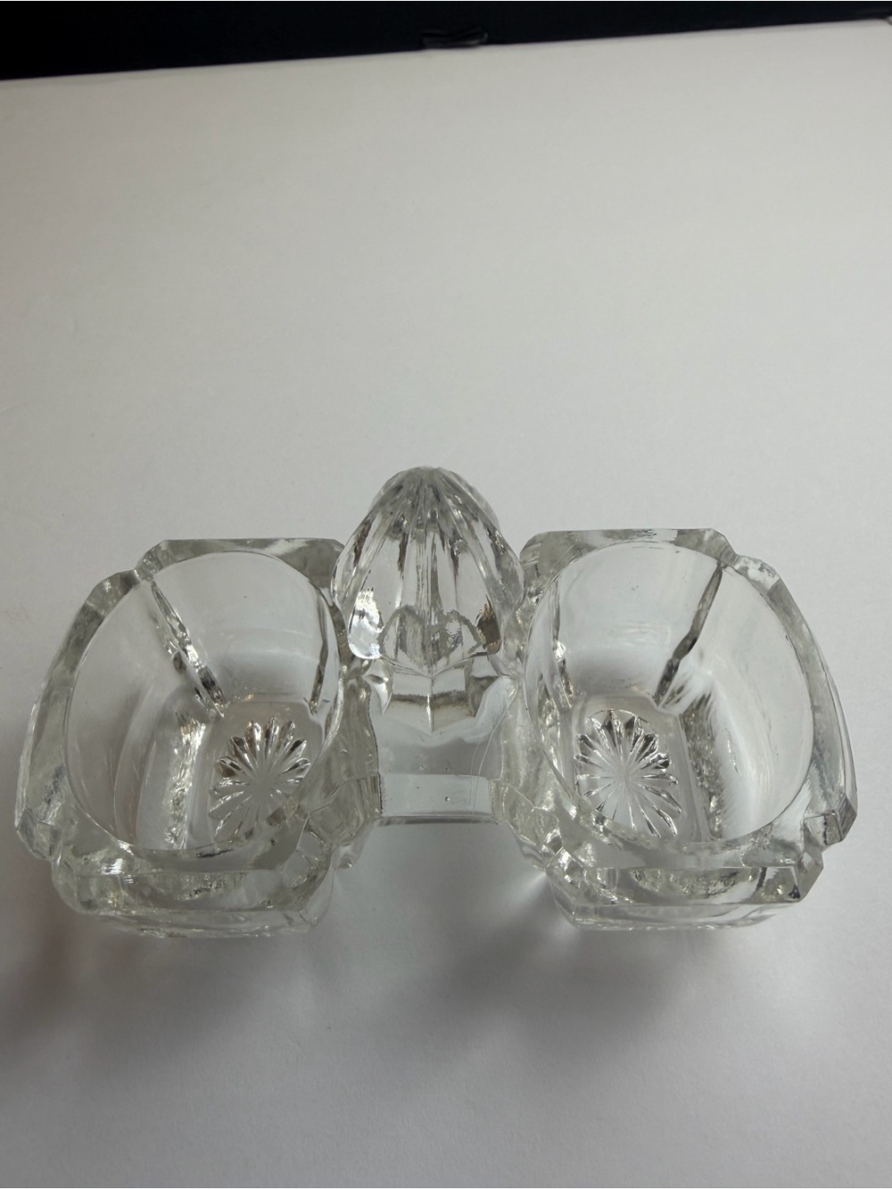 Vintage Clear Glass Double Salt Cellar